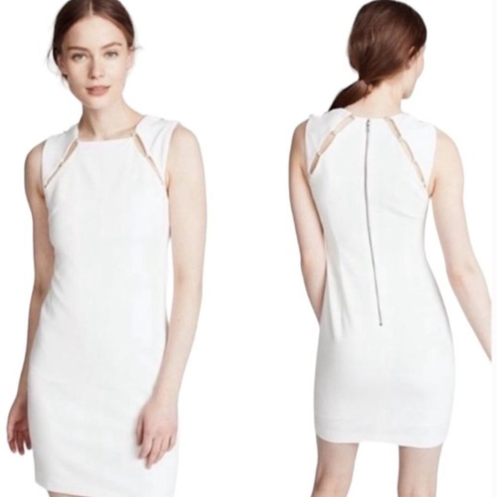 Alice + Olivia Ivory Sheath Dress with Silver Chain Trim - Picture 2 of 8